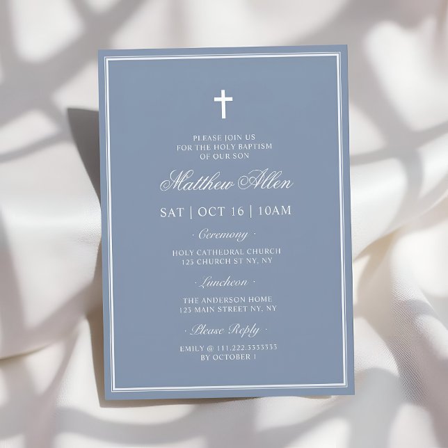 Invitación Baptismo Elegante Cruz Moderna Código QR (Subido por el creador)