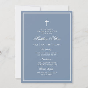 Invitación Baptismo Elegante Cruz Moderna Código QR