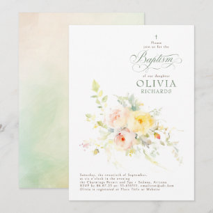 Invitación Baptismo elegante de flores blandas