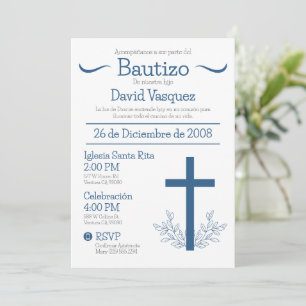 Invitación Baptismo en español Cute Bautizo Cross y salir I