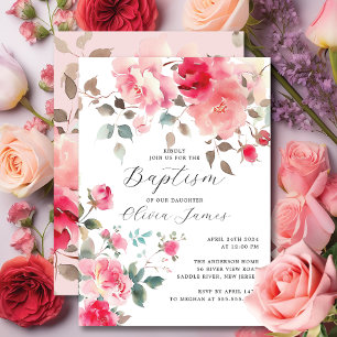 Invitación Baptismo en flor de Rubor