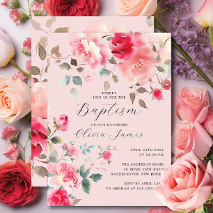 Invitación Baptismo en flor de Rubor