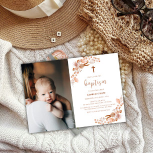 Invitación Baptismo en la foto de la flor silvestre del Boho