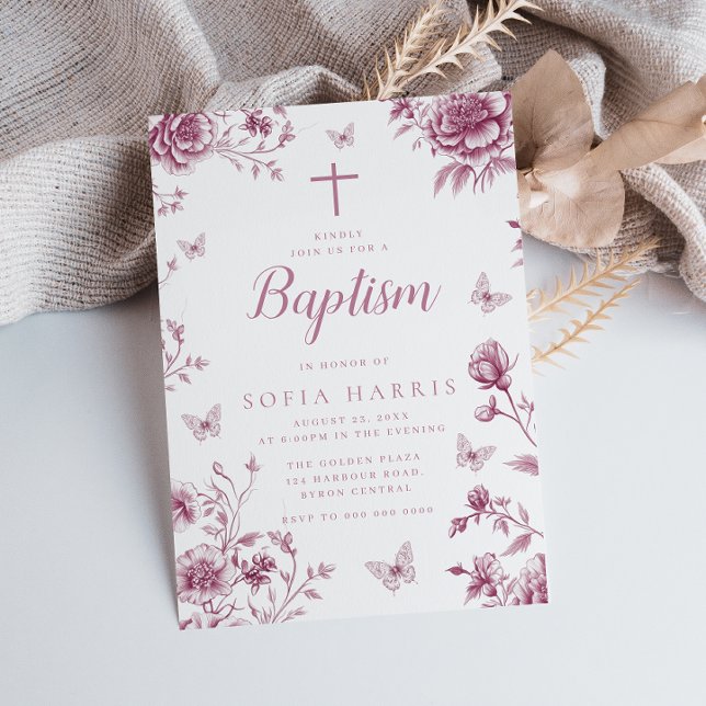 Invitación Baptismo encantado de la cosecha de Rosa de Rubor  (Subido por el creador)