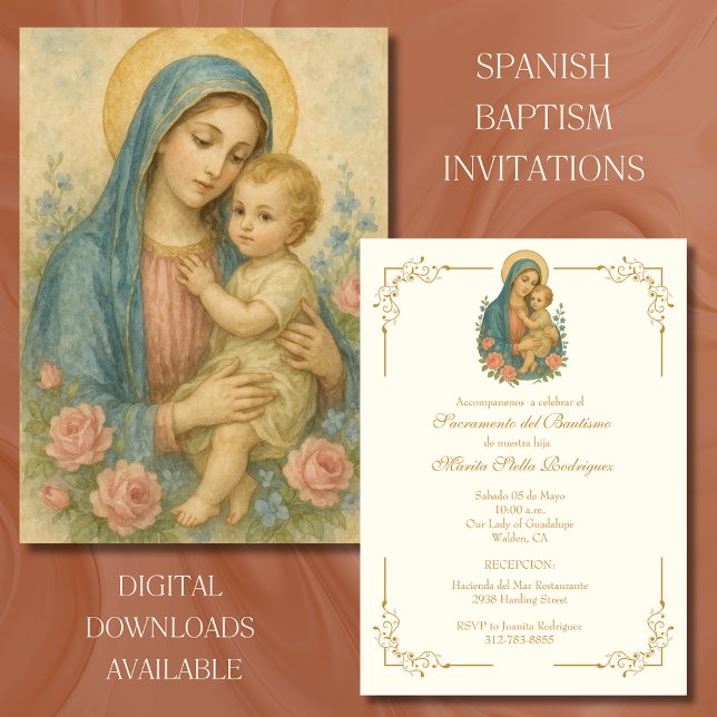 INVITACIÓN BAPTISMO ESPAÑOL MARY BABY JESUS CHRISTENING (Subido por el creador)