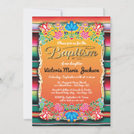 Invitación Baptismo Fiesta Fiesta Mexicana Purpurina Oro