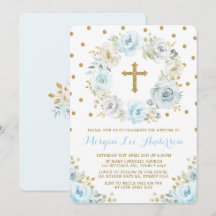 Baptismo floral de oro azul y turbio cristiano