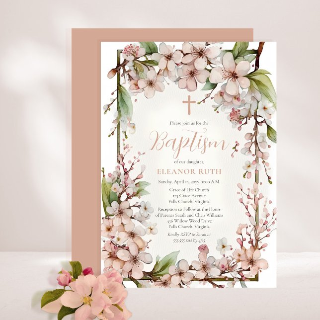 Invitación Baptismo floral de primavera en Chica de flores de (Subido por el creador)