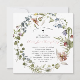 Invitación Baptismo floral de verano de primavera de flores s