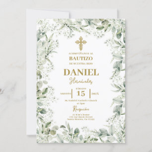 Invitación Baptismo floral en el aliento del bebé español