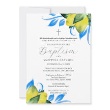 Baptismo Foliage limón Religioso Azul italiano