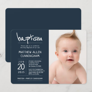 Invitación Baptismo Foto moderna + simple
