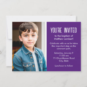 Invitación Baptismo fotográfico de San Niño Morado de Últimos