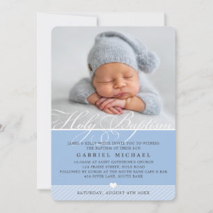 Invitación BAPTISMO FOTOGRÁFICO florece la caligrafía masculi