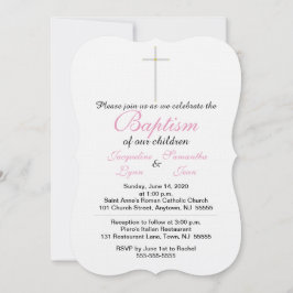 Invitación Baptismo Gemelos rosados