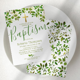 Invitación Baptismo Género Cristalización Botánica Neutral