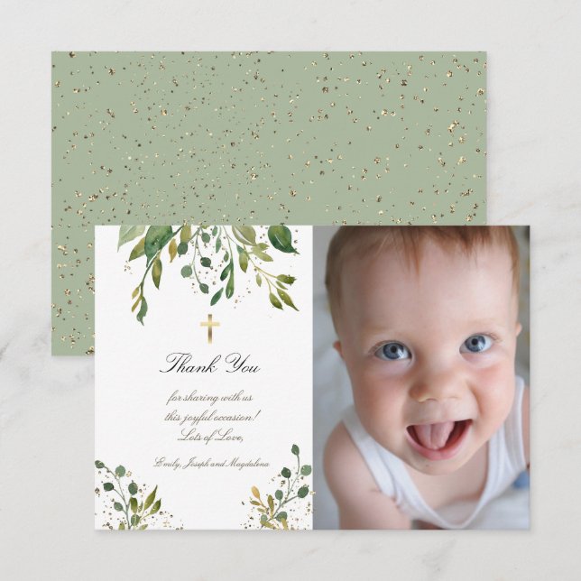 Invitación Baptismo gracias a la vegetación (Anverso / Reverso)