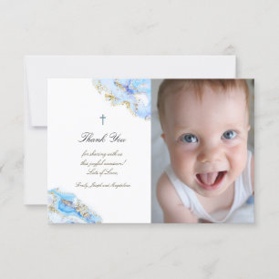 Invitación Baptismo gracias al mármol azul de tinta