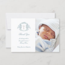 Baptismo gracias escudo floral azul