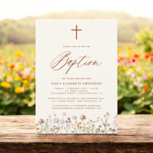 Baptismo Guión de flor silvestre Beige neutral