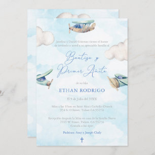 Invitación Baptismo Latino Primer Fiesta De Cumpleaños En Esp