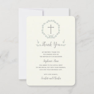 Invitación Baptismo Leaf azul y verde Wreath