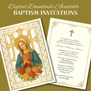 Invitación Baptismo Madre María Rosas Cruz Maria