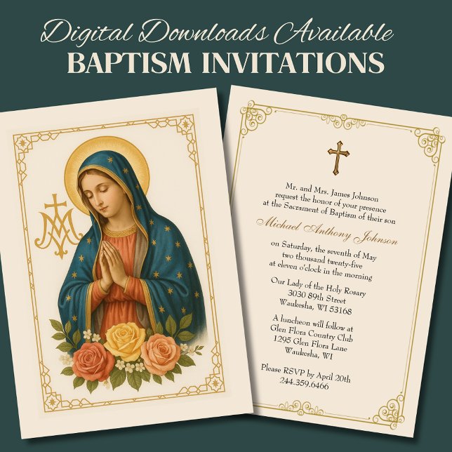 Invitación Baptismo Madre María Rosas Cruz Maria (Subido por el creador)