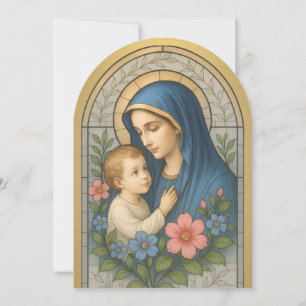 Invitación Baptismo María Jesús Oro Vidrio Manchado