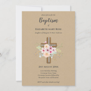Invitación BAPTISMO moderno Christening Bautizo INVITE FLORAL