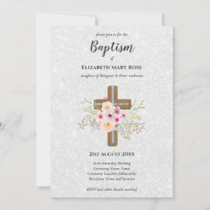 Invitación BAPTISMO moderno Christening Bautizo INVITE FLORAL
