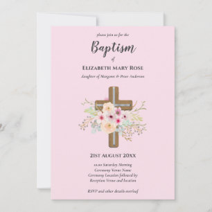 Invitación BAPTISMO moderno Christening Bautizo INVITE FLORAL