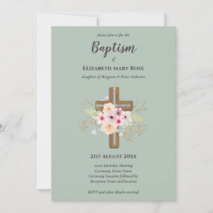 Invitación BAPTISMO moderno Christening Bautizo INVITE FLORAL