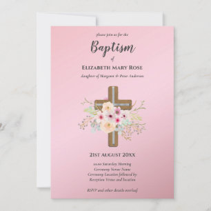 Invitación BAPTISMO moderno Christening Bautizo INVITE FLORAL