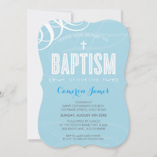 Invitación BAPTISMO MODERNO diseño elegante giratorio blanco