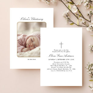 Invitación Baptismo neutro de foto blanca y negra infantil