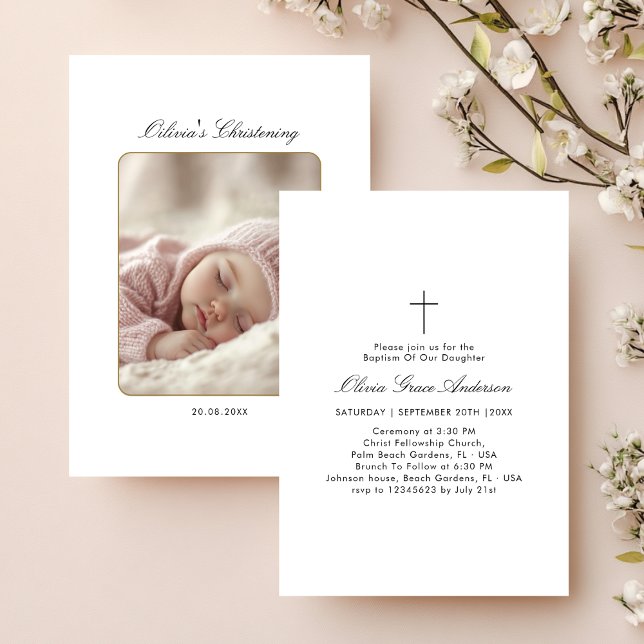 Invitación Baptismo neutro de foto blanca y negra infantil (Subido por el creador)