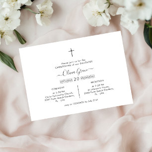 Invitación Baptismo neutro mínimo de género blanco y negro