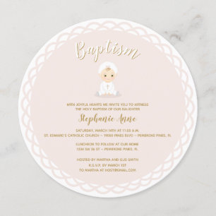 Invitación Baptismo Niña Bebé con Bonnet