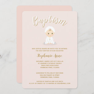 Invitación Baptismo niña con bonnet