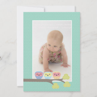 Invitación Baptismo para el bebé Christening Aqua Owls Invito