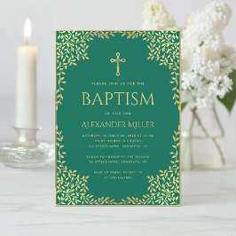 Invitación Baptismo Relieve metalizado dorado de imitación ve