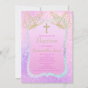 Invitación Baptismo religioso de la travesía de oro rosa