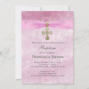 Invitación Baptismo rosas