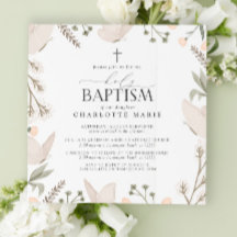 Baptismo sagrado mariposas acuarela Floral Neutral