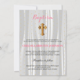 Invitación Baptismo satinado blanco bonito / cristianismo