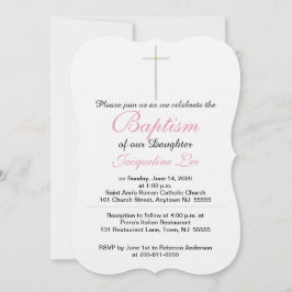 Invitación Baptismo Silver Gold Cross Hija Rosa
