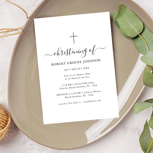 Invitación Baptismo simple Chica de niño negro y blanco de la (Subido por el creador)