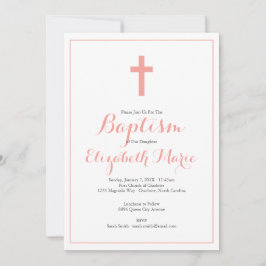 Invitación Baptismo simple de Chica cruzado rosa