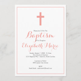 Invitación Baptismo simple de Chica cruzado rosa